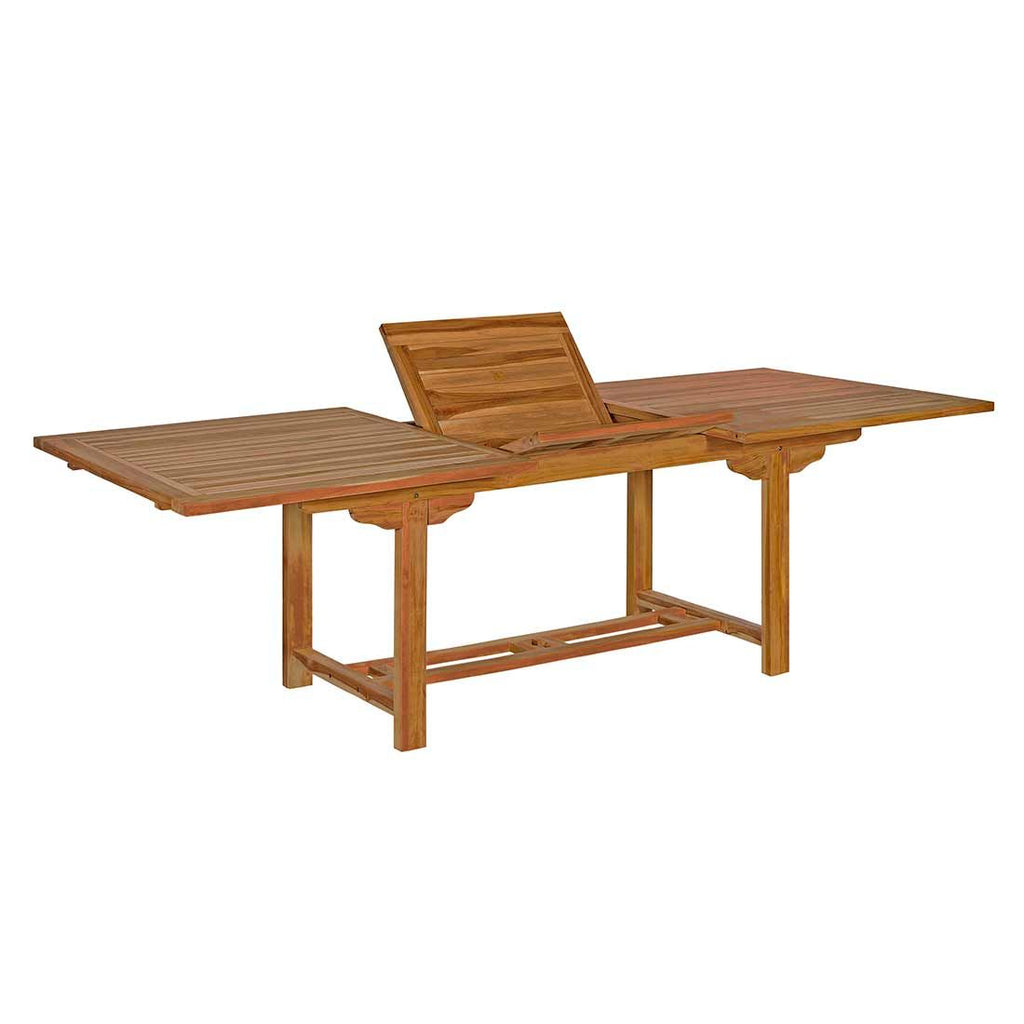 Uttrekkbart hagebord Ontario teak 180/240x100 cm - OUTLIV montert i hage
