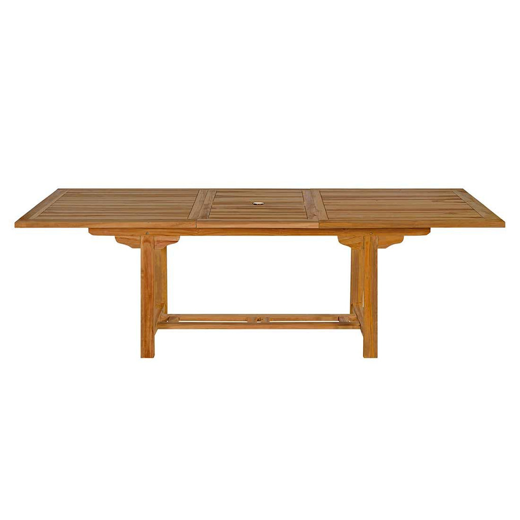 Sideprofil av Uttrekkbart hagebord Ontario teak 180/240x100 cm - OUTLIV