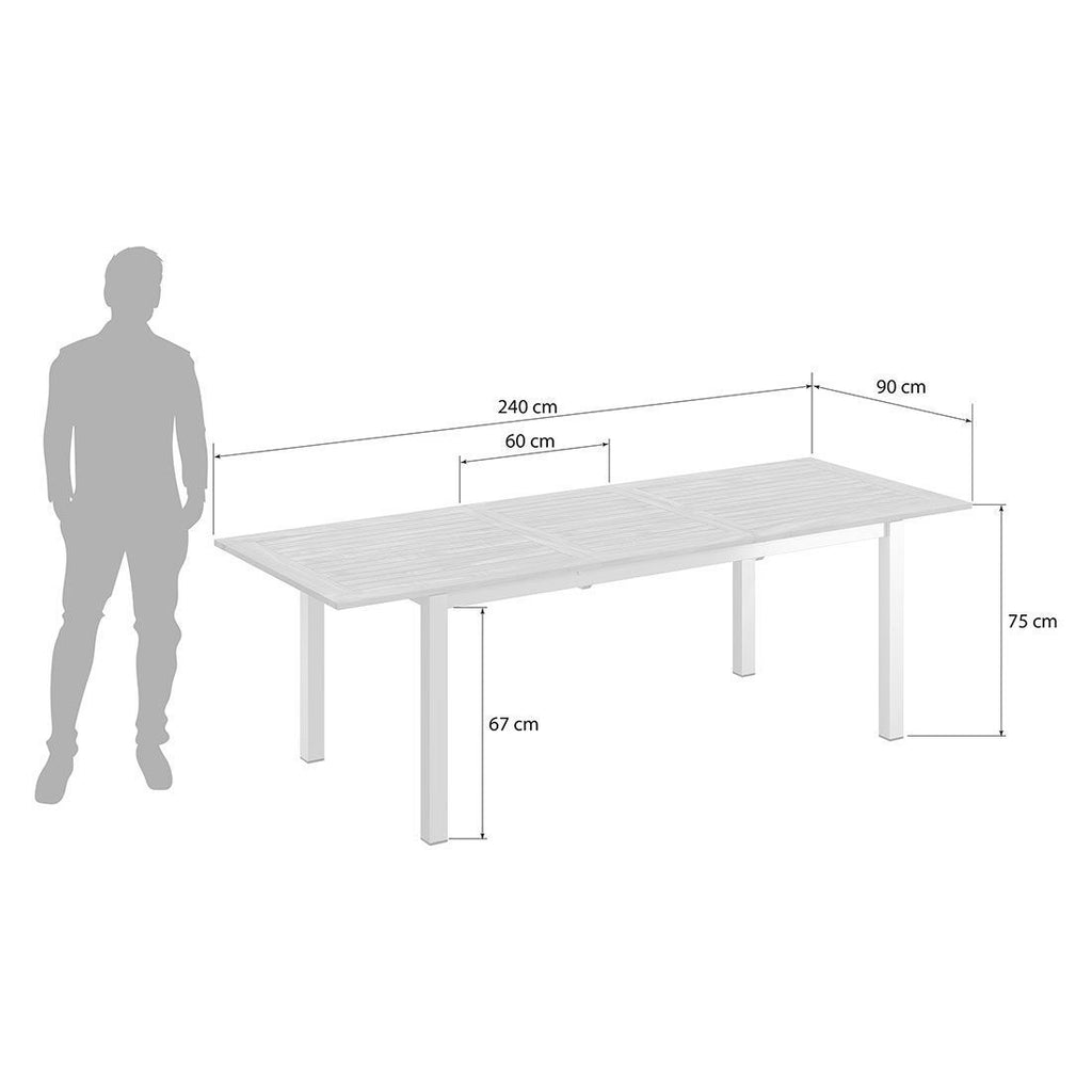 Uttrekkbart hagebord Oviedo montert på terrasse i hage