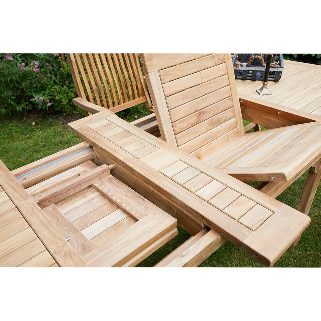 Uttrekkbart hagebord Riva teak 180/280x100 cm montert i hage