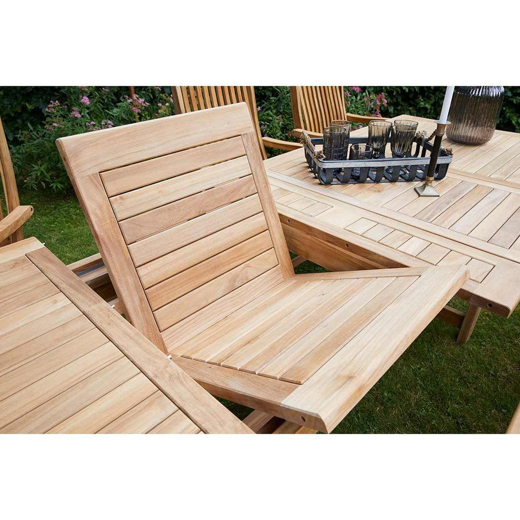 Uttrekkbart hagebord Riva teak 180/280x100 cm nærbilde av ben