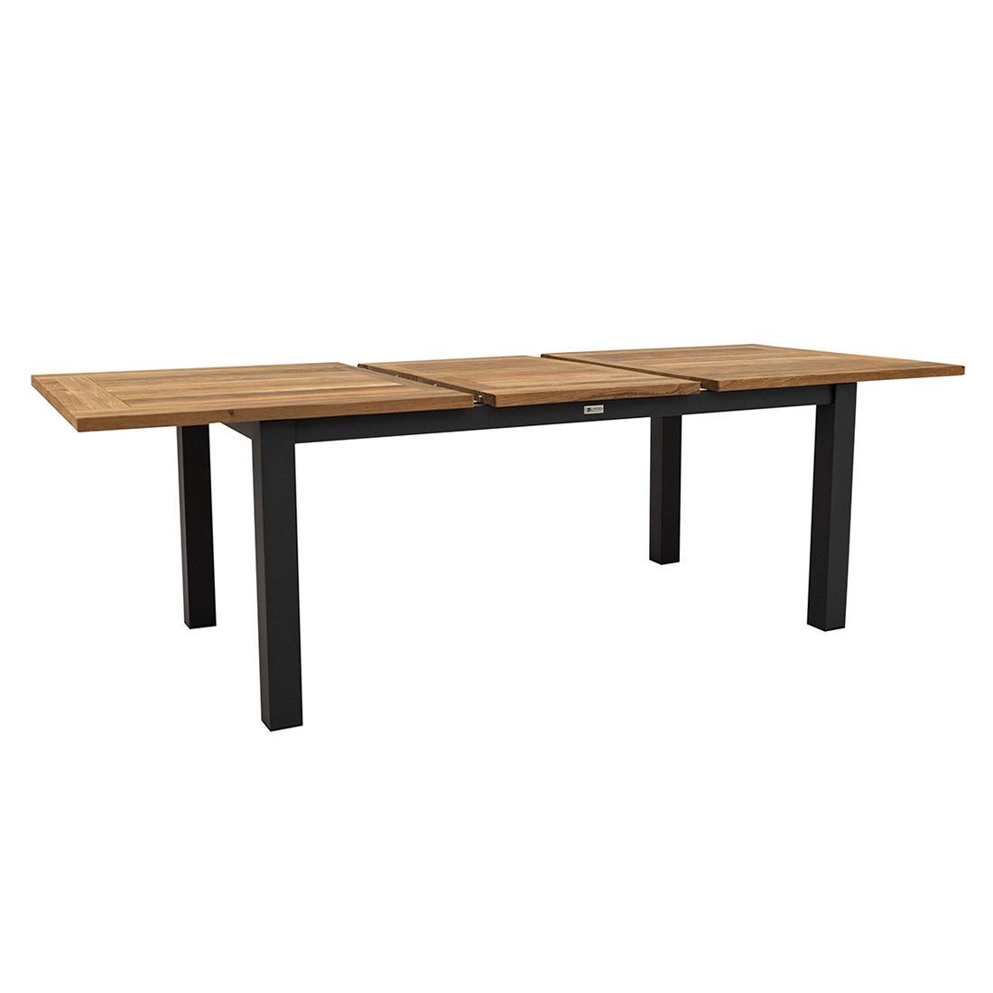 uttrekkbart hagebord riviano detalj av bordplate i teak