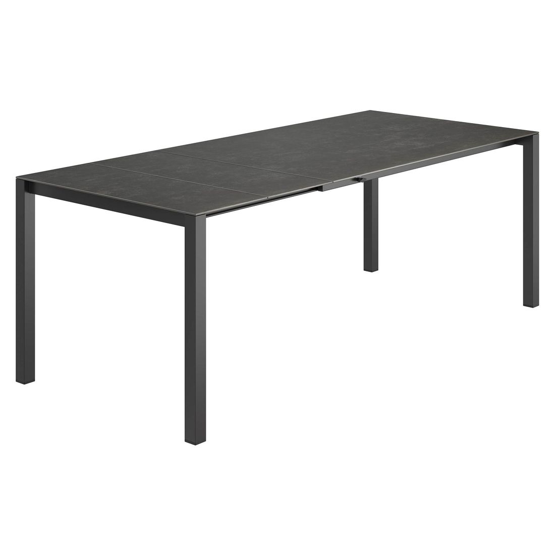 uttrekkbart hagebord rustfritt stål/glasskeramikk 140 210x70 cm montert i hage