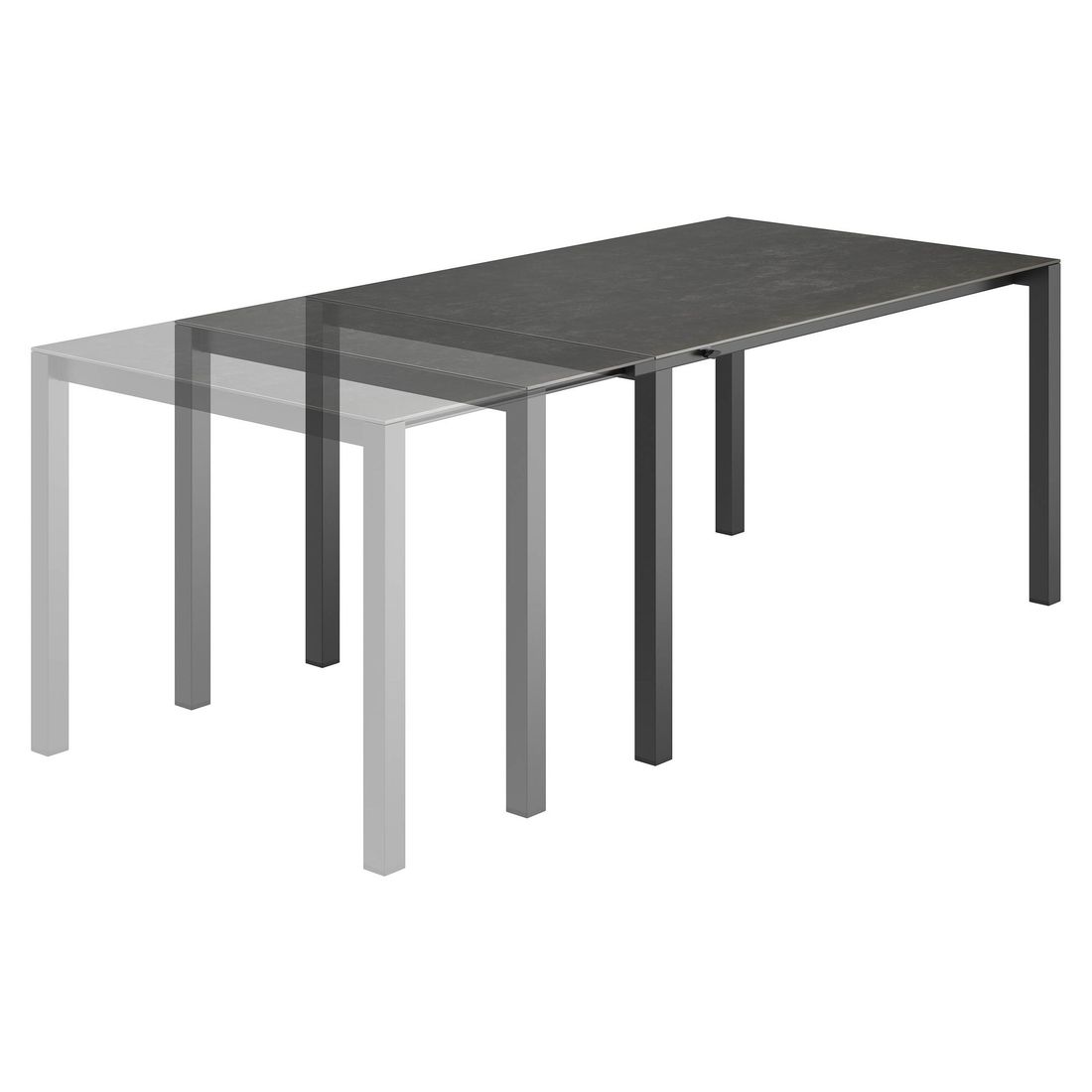 uttrekkbart hagebord rustfritt stål/glasskeramikk 140 210x70 cm sammenleggbar mekanisme