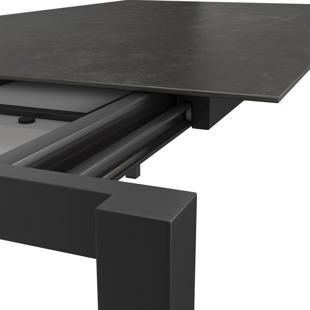 uttrekkbart hagebord rustfritt stål/glasskeramikk 140 210x70 cm utslått