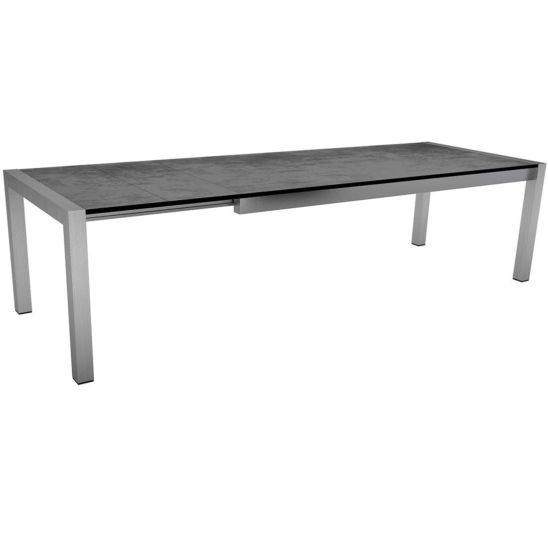 Uttrekkbart hagebord rustfritt stål/Silverstar 214/294x100 cm - Stern forfra