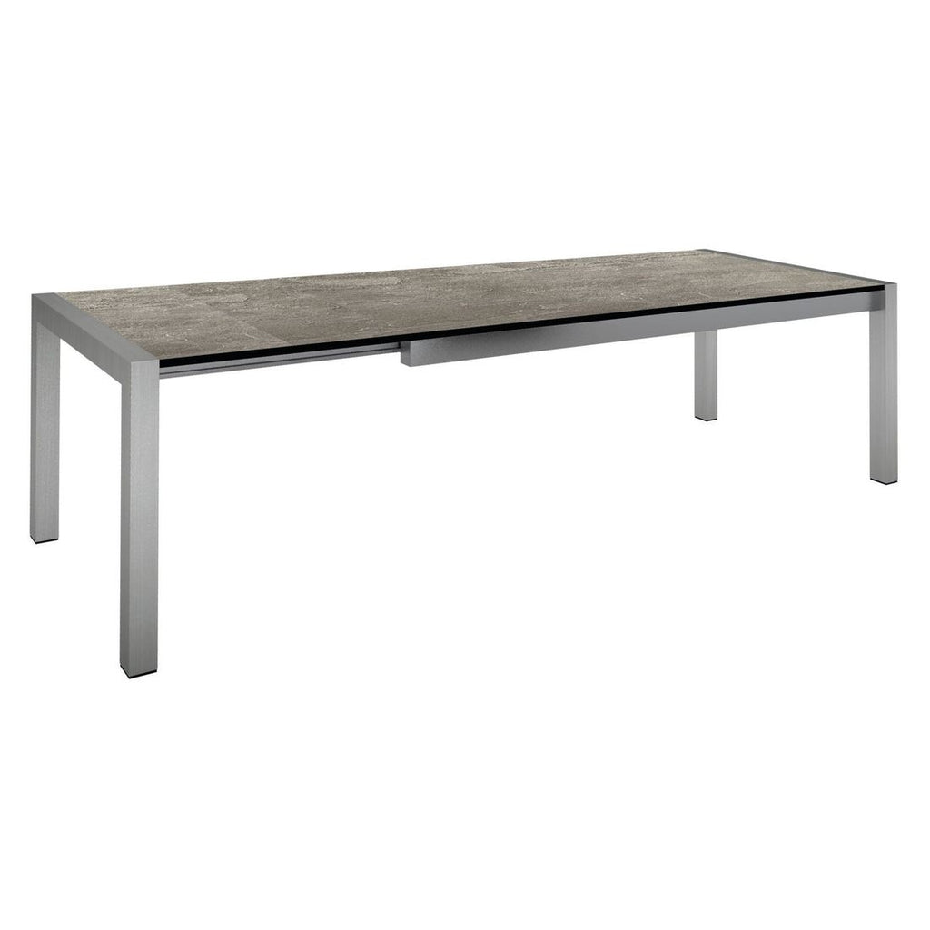 Uttrekkbart hagebord rustfritt stål/Silverstar 214-294x100 cm Stern forfra