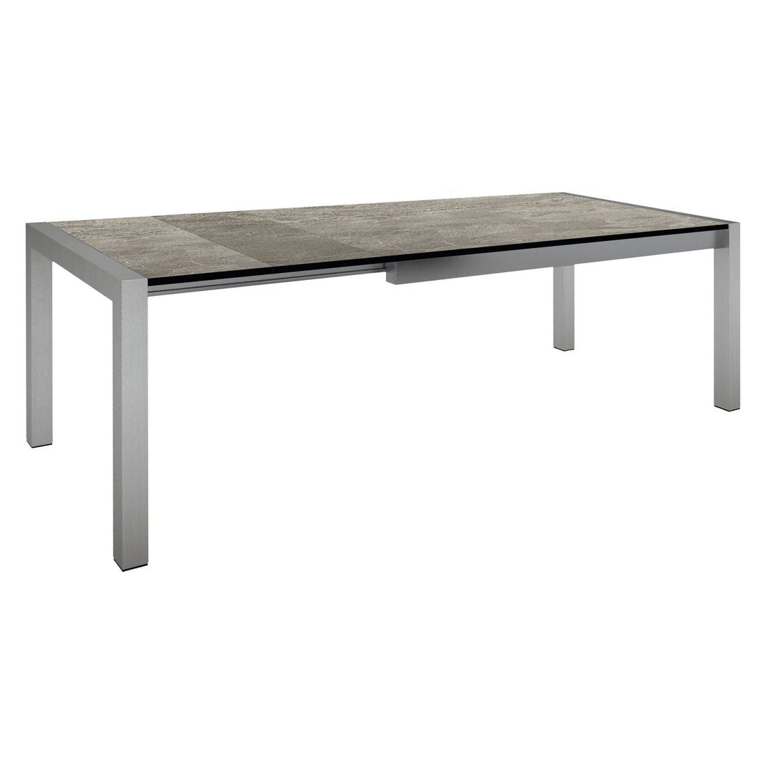 Uttrekkbart hagebord rustfritt stål/Silverstar 174/254x90 cm - Stern forfra