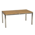 Uttrekkbart hagebord rustfritt stål/teak 162/220x90 cm - Stern forfra
