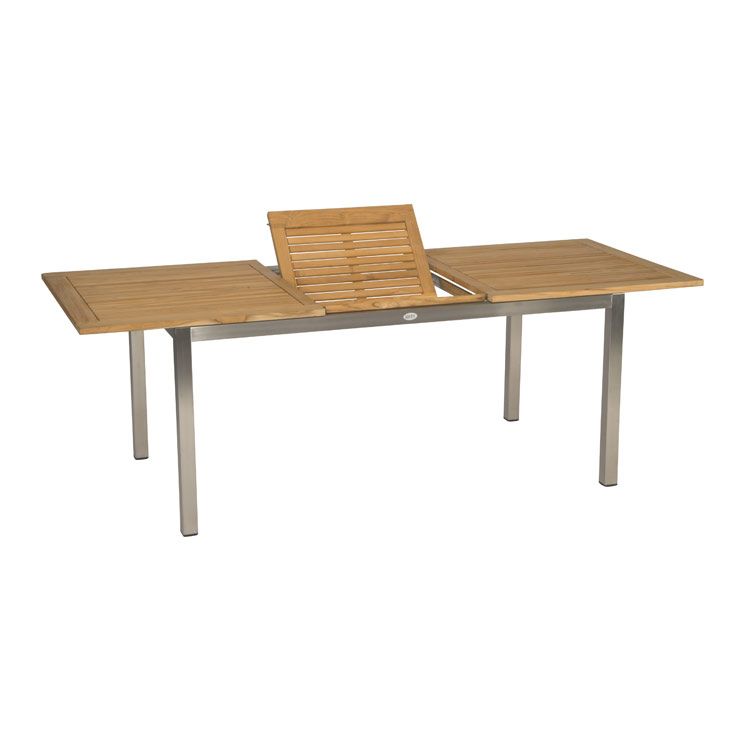 Uttrekkbart hagebord rustfritt stål/teak 162/220x90 cm - Stern bakside