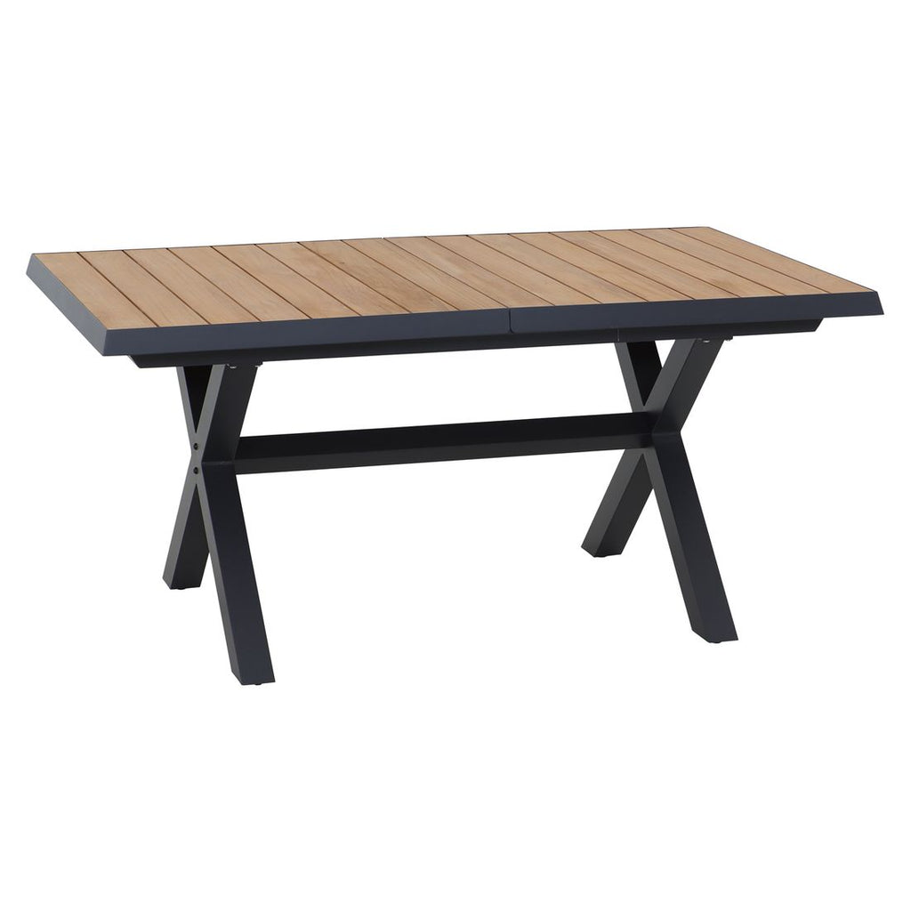 Uttrekkbart hagebord Sincro 160/200x90 cm aluminium teak forfra