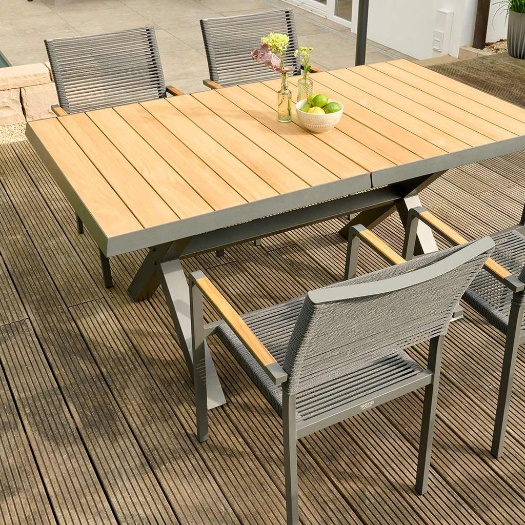 Uttrekkbart hagebord Sincro 160/200x90 cm aluminium teak bakside