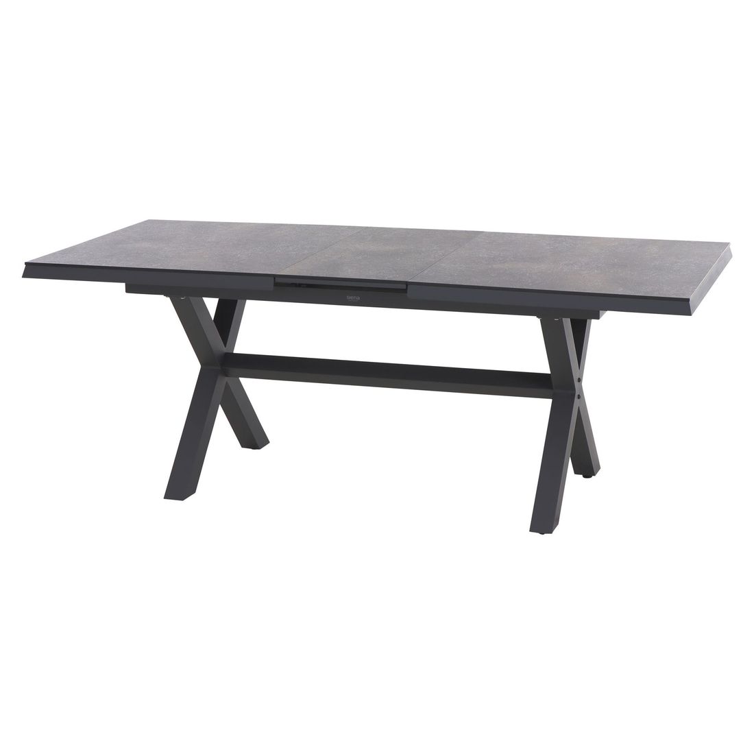 uttrekkbart hagebord sincro 160 200x90 cm aluminium hpl montert på terrasse