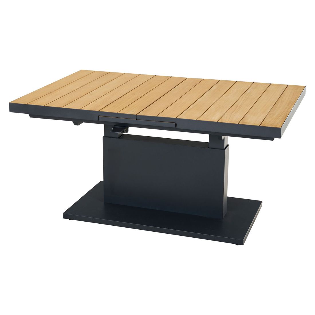 Uttrekkbart hagebord Talina aluminium/teak 140/180x90 cm forfra
