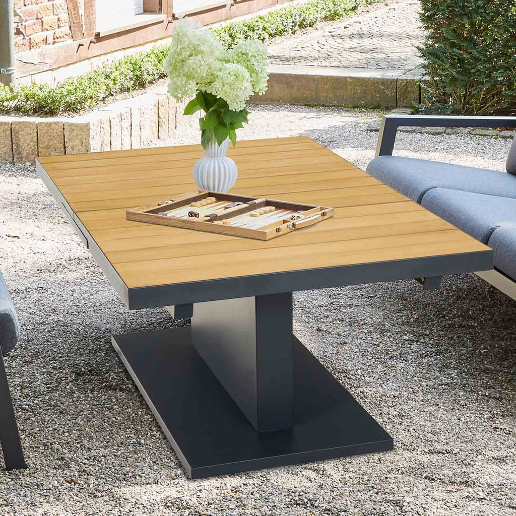 Uttrekkbart hagebord Talina aluminium/teak 140/180x90 cm bakside