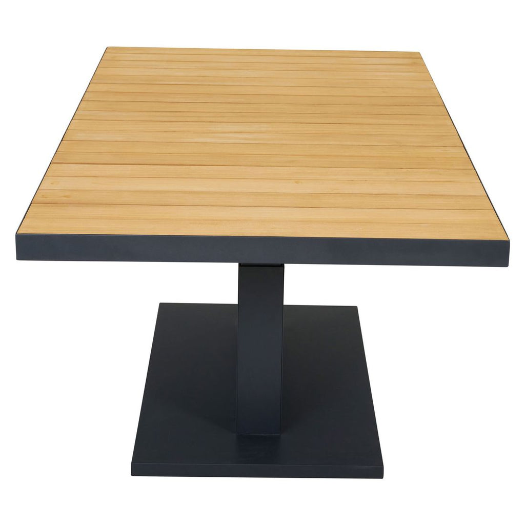 Sidevisning av Uttrekkbart hagebord Talina aluminium/teak