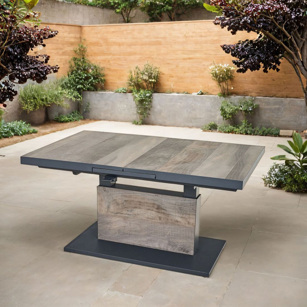 Uttrekkbart hagebord Talina 140x90 cm aluminium keramikk bakside