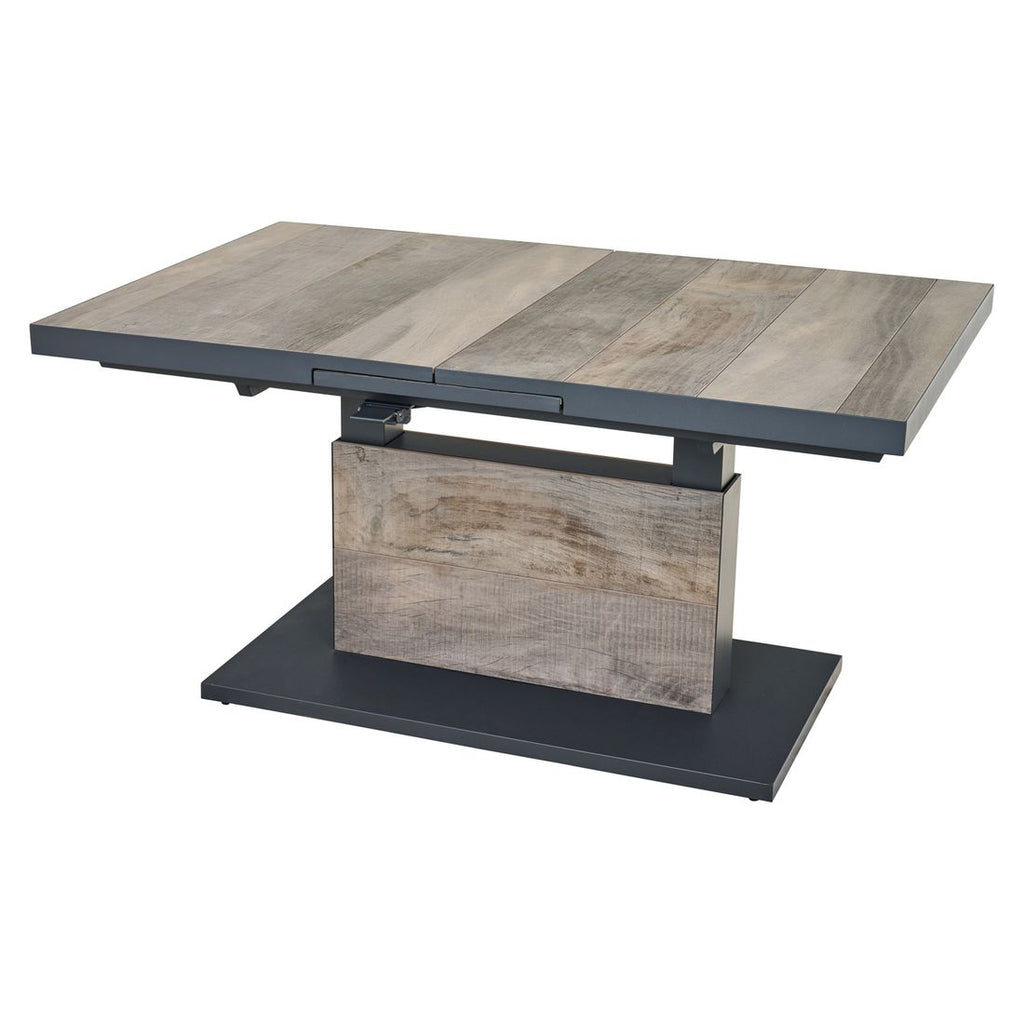 Uttrekkbart hagebord Talina 140x90 cm aluminium keramikk forfra
