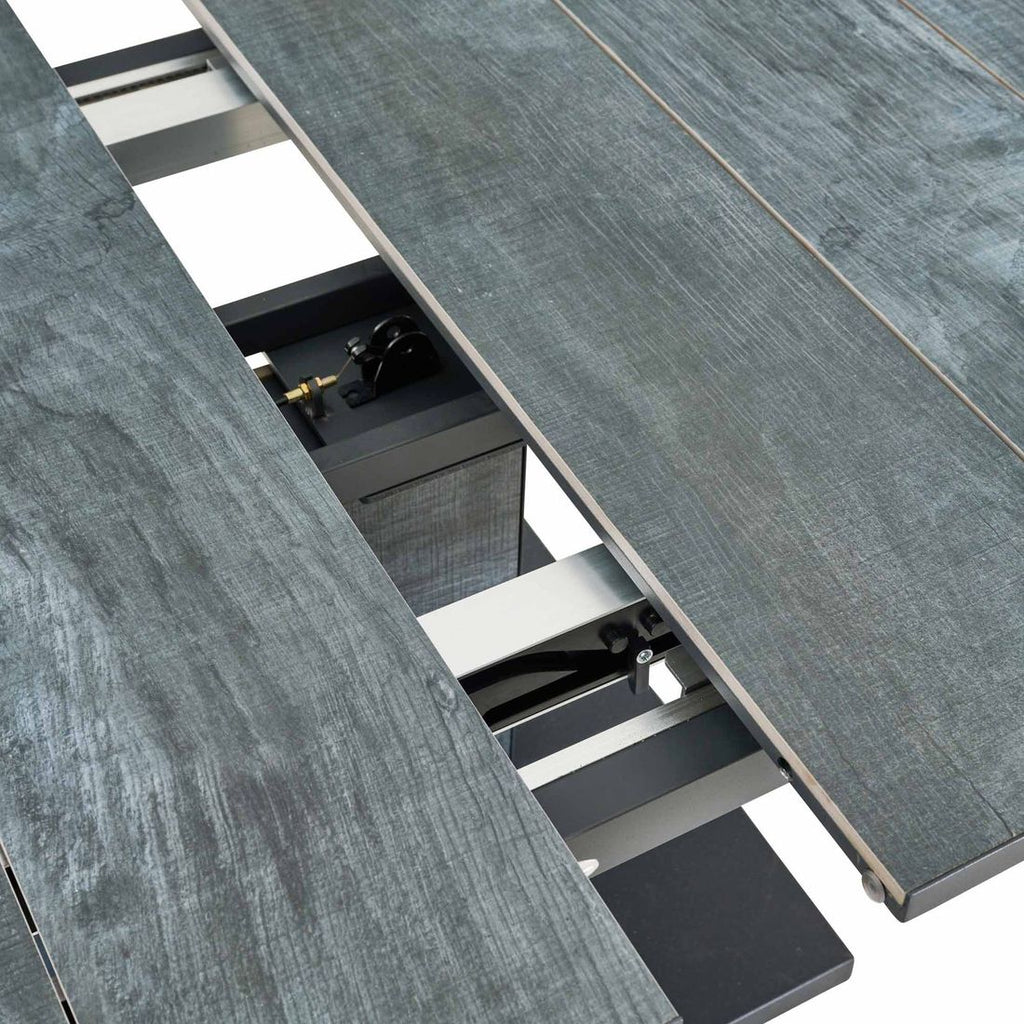 Sideprofil av Uttrekkbart hagebord Talina aluminium/keramikk 140/180x90 cm