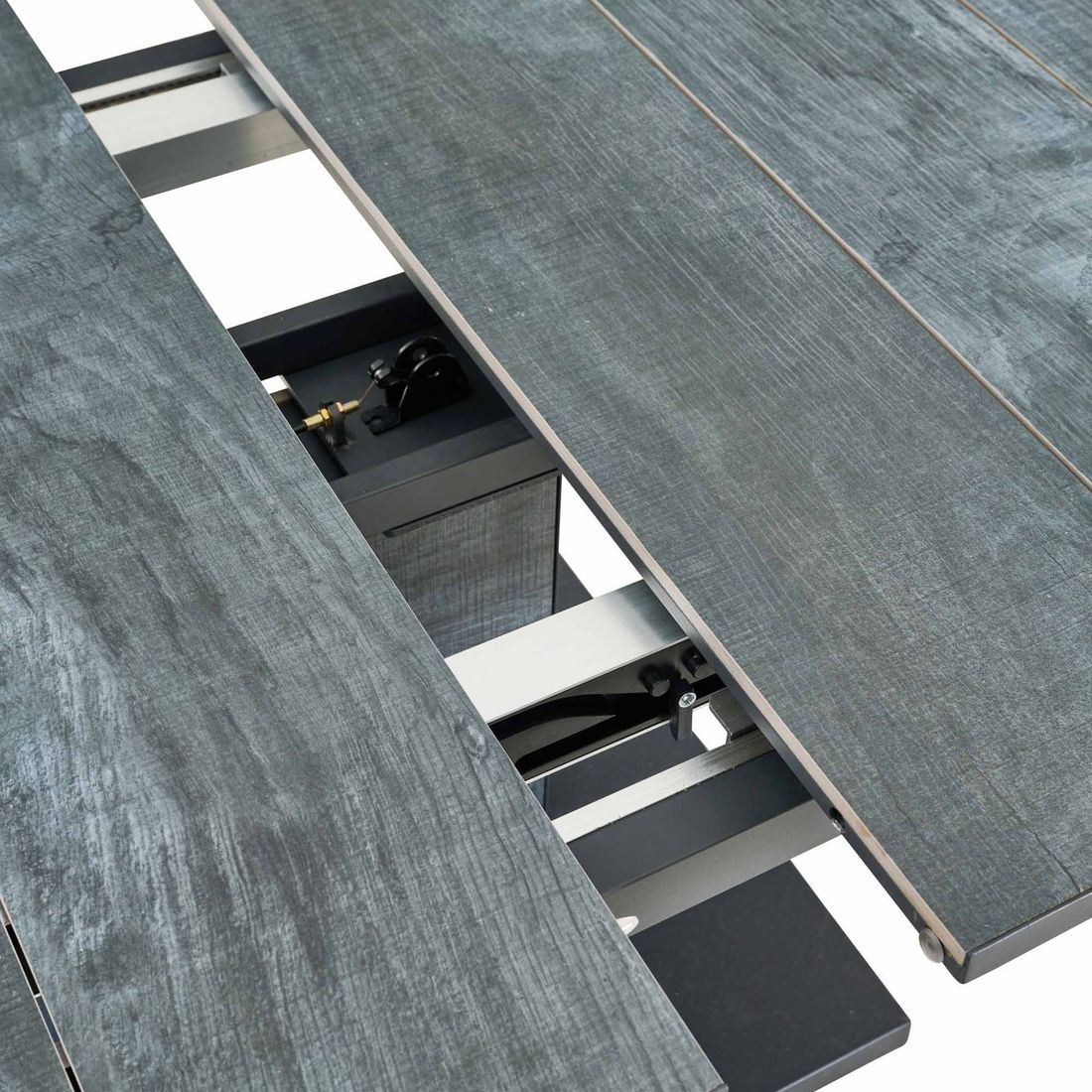 Sideprofil av Uttrekkbart hagebord Talina aluminium/keramikk 140/180x90 cm