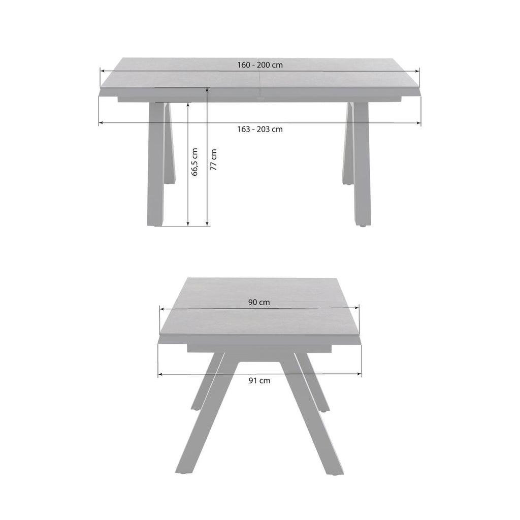 Uttrekkbart hagebord Tirana 160/200x90 cm aluminium HPL bakside