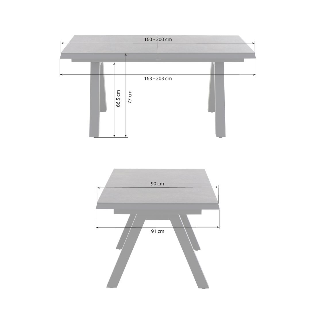Uttrekkbart hagebord Tirana 160/200x90 cm aluminium HPL bakside