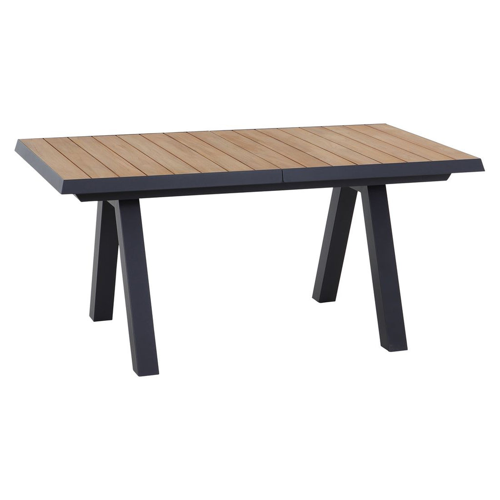Uttrekkbart hagebord Tirana aluminium/teak 160-200 cm forfra