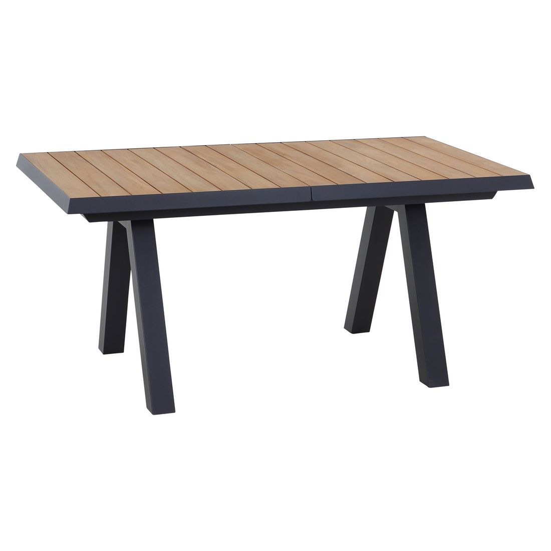 Uttrekkbart hagebord Tirana aluminium/teak 160-200 cm forfra