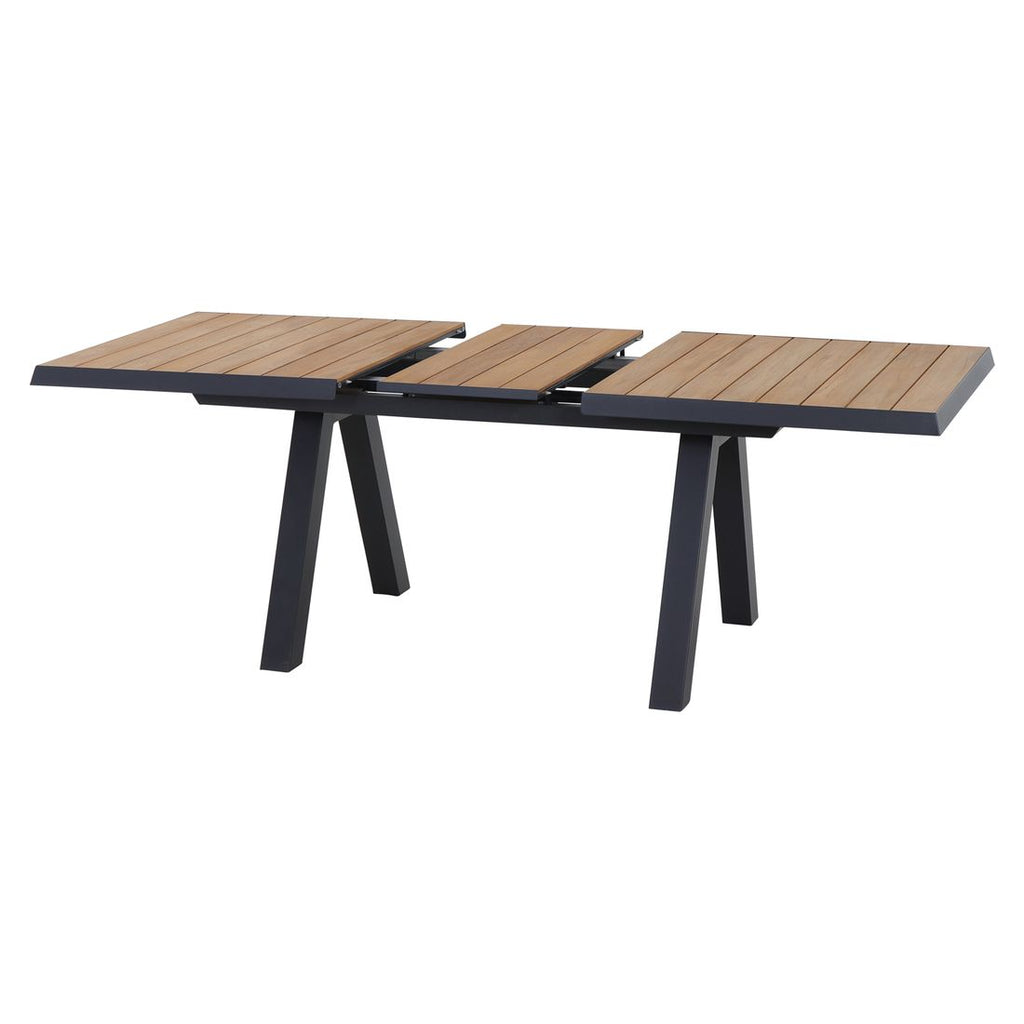 Uttrekkbart hagebord Tirana aluminium/teak 160-200 cm sideprofil