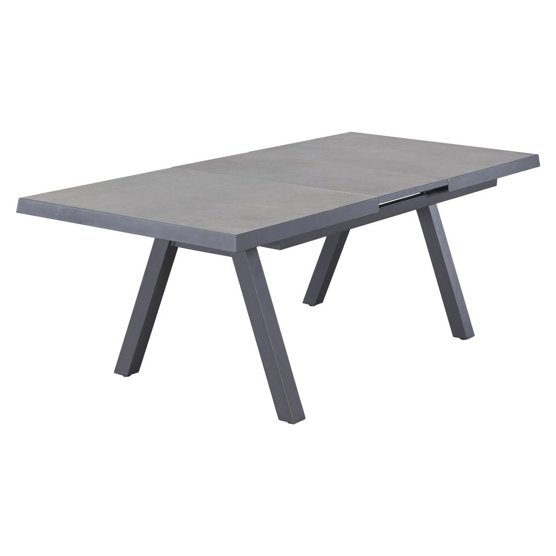 Uttrekkbart hagebord Vivera forfra med aluminiumsramme og keramisk bordplate