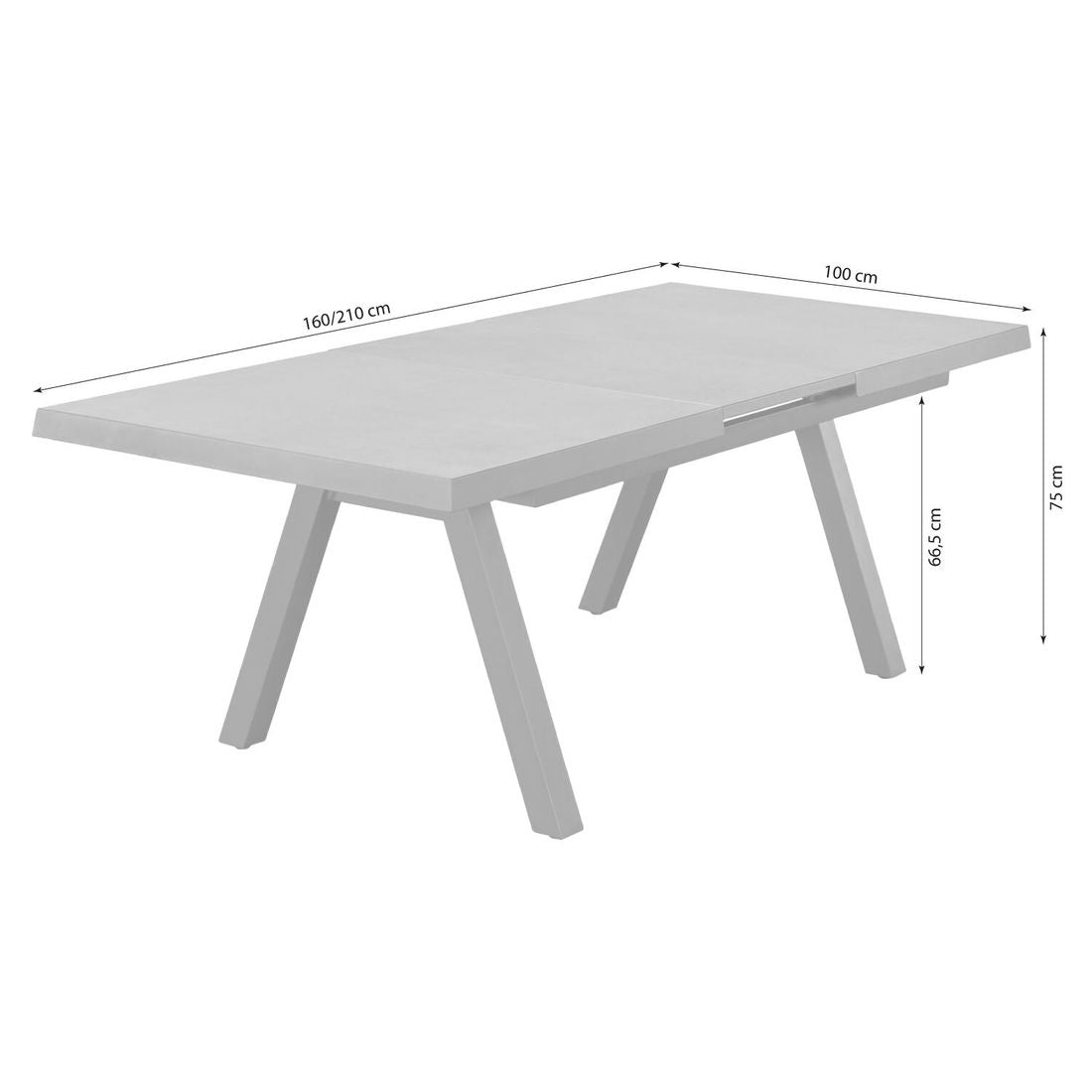Uttrekkbart hagebord Vivera bakside med solid aluminiumsunderstell