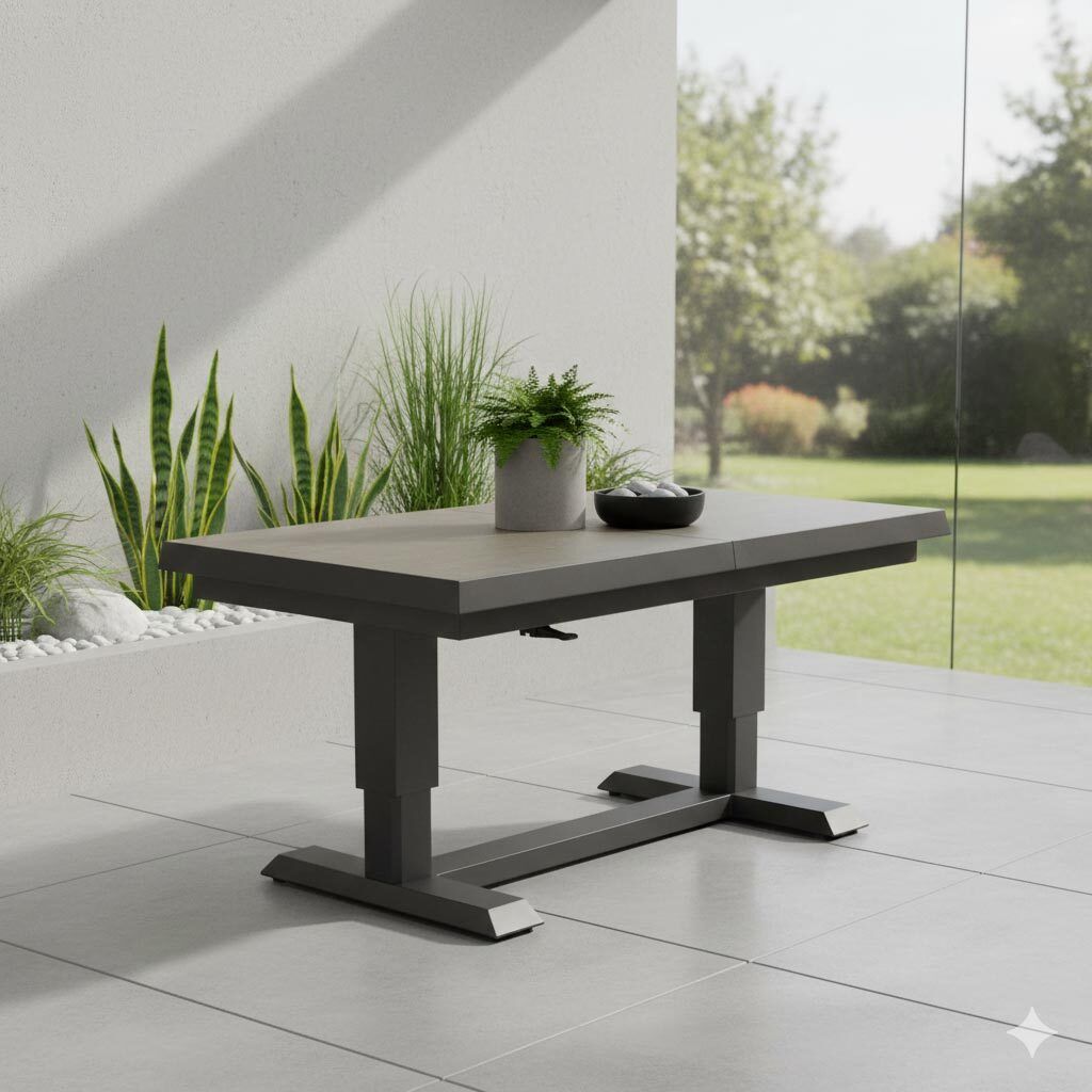 Uttrekkbart hagebord Vivera-Stone 140/180x80 cm aluminium - LC Garden bakside